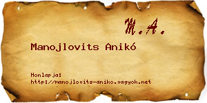 Manojlovits Anikó névjegykártya